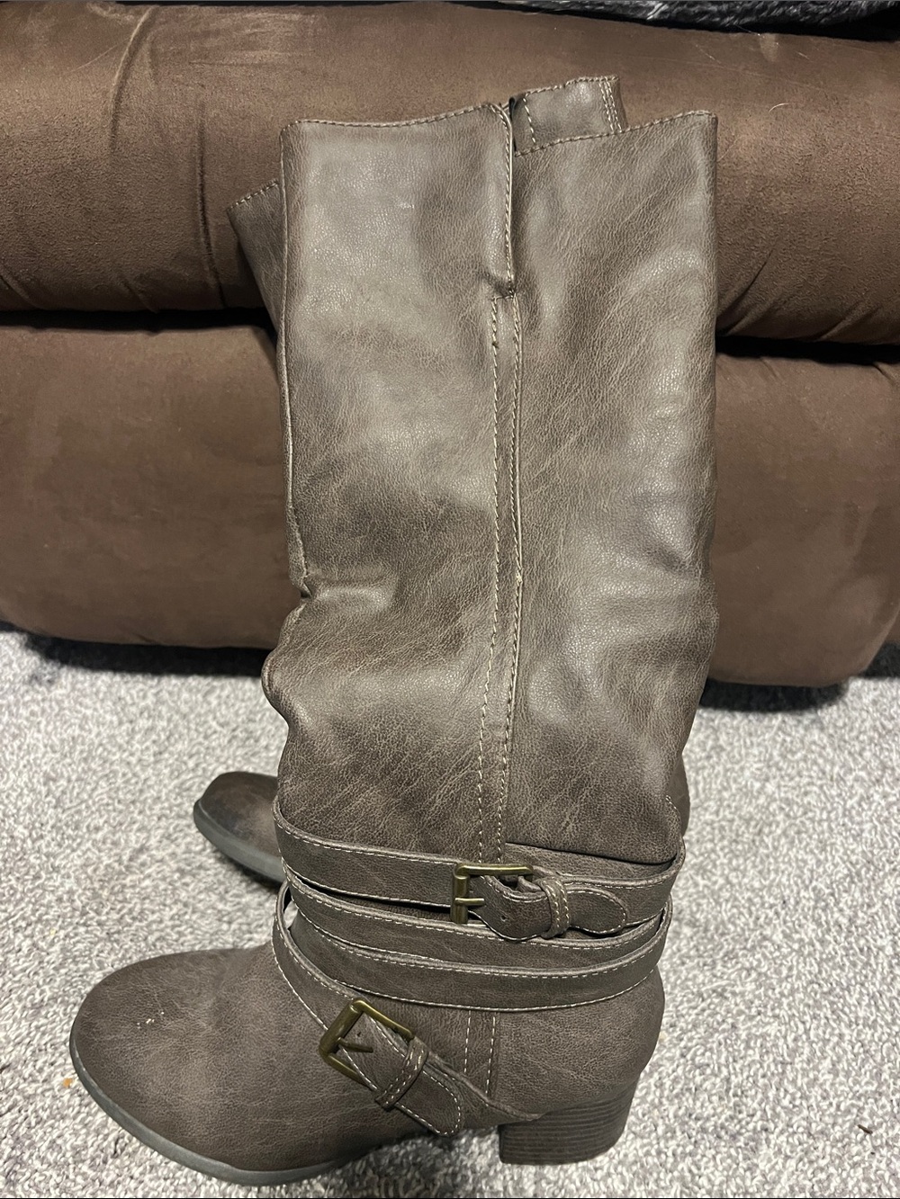 Women's Brown Mid-Calf Buckle Boots